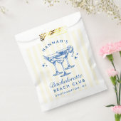 Retro moderne cocktail Bachelorette Blauw Bedankzakje (Gezegeld)