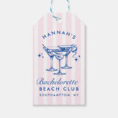 Retro moderne cocktail Bachelorette Blauw Cadeaulabel (Voorkant)