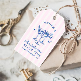Retro moderne cocktail Bachelorette Blauw Cadeaulabel