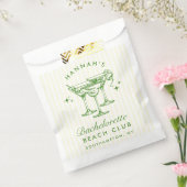 Retro moderne cocktail Bachelorette Groen Bedankzakje (Gezegeld)
