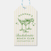 Retro moderne cocktail Bachelorette Groen Cadeaulabel (Voorkant)