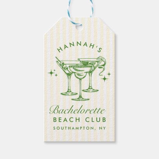 Retro moderne cocktail Bachelorette Groen Cadeaulabel (Voorkant)