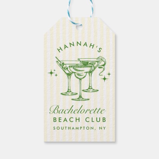 Retro moderne cocktail Bachelorette Groen Cadeaulabel (Achterkant)