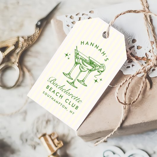 Retro moderne cocktail Bachelorette Groen Cadeaulabel