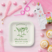 Retro moderne cocktail Bachelorette Groen Papieren Bordje (Feest)