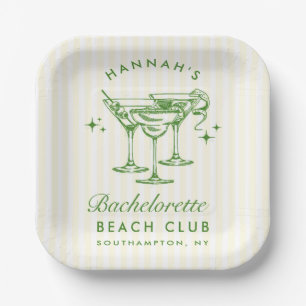 Retro moderne cocktail Bachelorette Groen Papieren Bordje