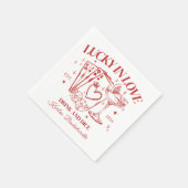 Retro moderne cocktail rode vrijgezellenfeest servet (Hoek)