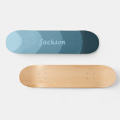 Retro Moderne Curven Blauw gepersonaliseerd Persoonlijk Skateboard (Horizontaal)