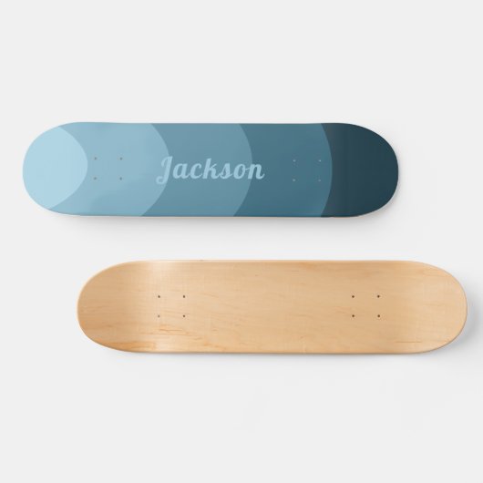 Retro Moderne Curven Blauw gepersonaliseerd Persoonlijk Skateboard (Horizontaal)