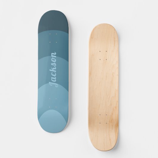 Retro Moderne Curven Blauw gepersonaliseerd Persoonlijk Skateboard (Voorkant)