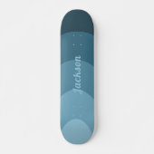 Retro Moderne Curven Blauw gepersonaliseerd Persoonlijk Skateboard (Voorkant)