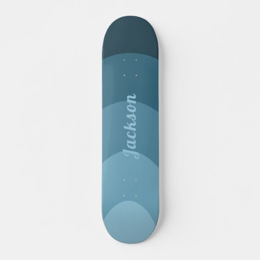Retro Moderne Curven Blauw gepersonaliseerd Persoonlijk Skateboard (Voorkant)