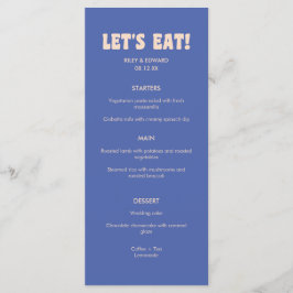 Retro Moderne Donkerblauwe Beige 'Laten we eten!'  Menu