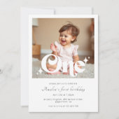 Retro Moderne Eerste Verjaardagsfeest Foto Kaart (Voorkant)