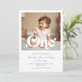 Retro Moderne Eerste Verjaardagsfeest Foto Kaart (Staand voorkant)