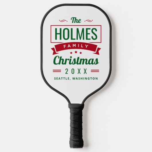 Retro moderne familie Kerstmis Pickleball Paddle (Voorkant)