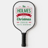 Retro moderne familie Kerstmis Pickleball Paddle (Achterkant)