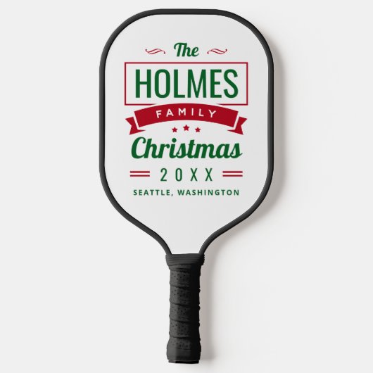 Retro moderne familie Kerstmis Pickleball Paddle (Achterkant)
