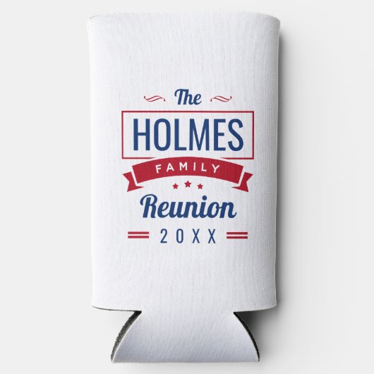 Retro Moderne Familie Reünie Logo Seltzer Blikjeskoeler (Voorkant)