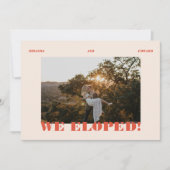 Retro moderne foto Elopement bruiloft receptie Kaart (Voorkant)
