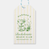 Retro Moderne Geel & Groen Meisjesuitstapje Weeken Cadeaulabel (Achterkant)