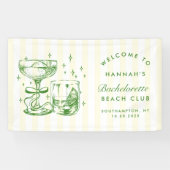 Retro Moderne Geel & Groen Meisjesweekend Spandoek (Horizontaal)