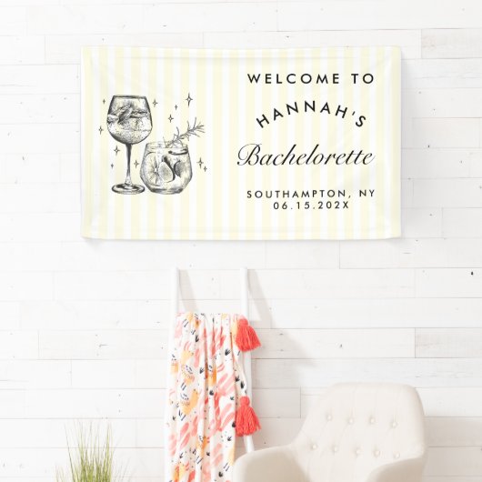Retro Moderne Gele Cocktail Bachelorette Spandoek (Insitu)