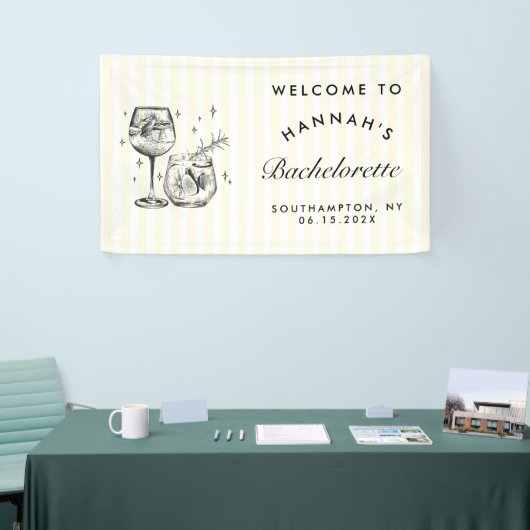 Retro Moderne Gele Cocktail Bachelorette Spandoek (Beurs)