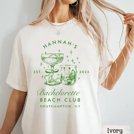 Retro moderne gele en groene vrijgezellenweekend t-shirt