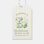 Retro Moderne Gele & Groene Meisjesuitje Weekend Cadeaulabel (Voorkant)