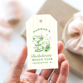 Retro Moderne Gele & Groene Meisjesuitje Weekend Cadeaulabel