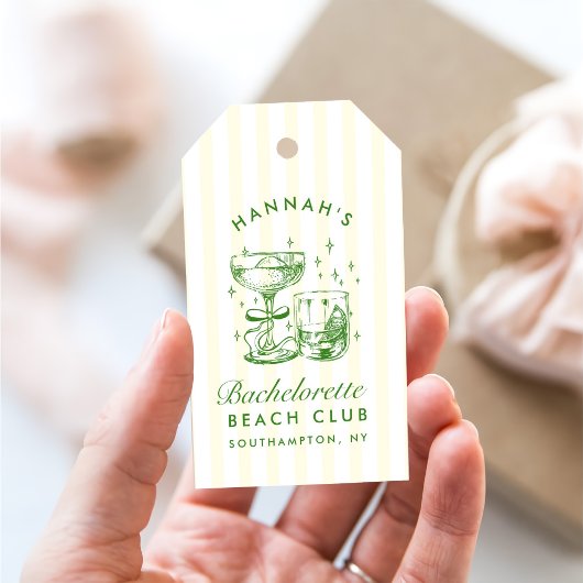 Retro Moderne Gele & Groene Meisjesuitje Weekend Cadeaulabel