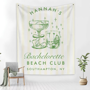 Retro Moderne Gele & Groene Meisjesuitje Weekend Wandkleed
