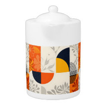 Retro Moderne Geometrisch met Bloem Elementen