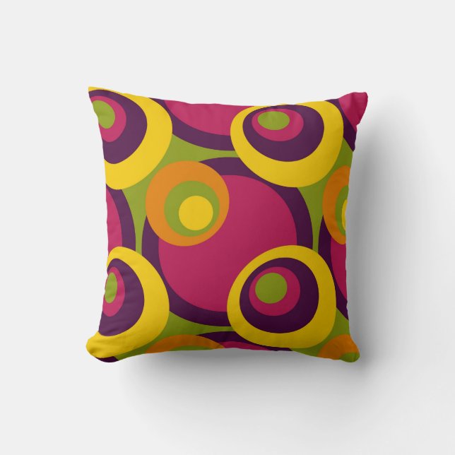 Retro Moderne geometrische cirkels patroon Kussen (Voorkant)