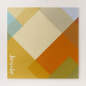 Retro-moderne geometrische kleurenblokken legpuzzel (Horizontaal)