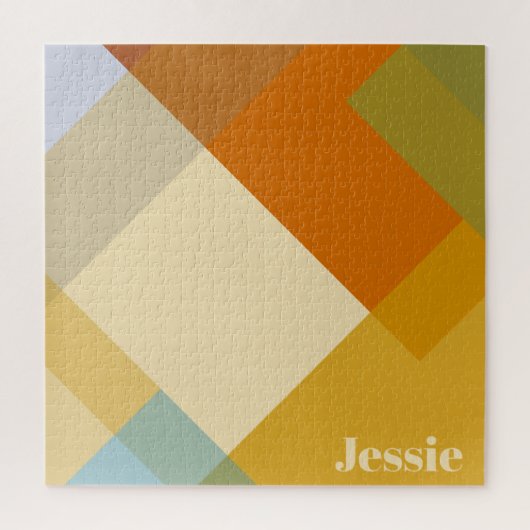 Retro-moderne geometrische kleurenblokken legpuzzel (Verticaal)