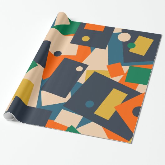 Retro Moderne Geometrische puntpatchwork Abstract Cadeaupapier (Uitgerold)