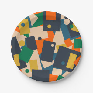 Retro Moderne Geometrische puntpatchwork Abstract Papieren Bordje
