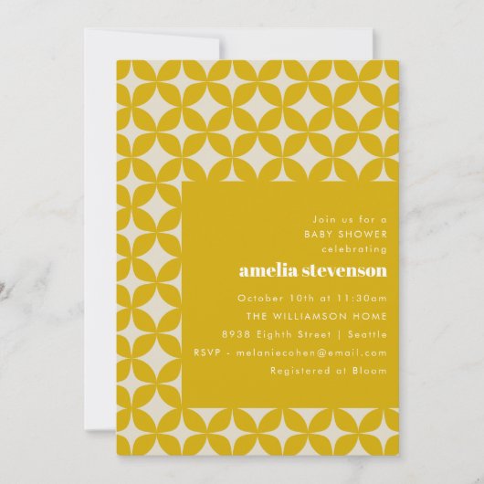Retro Moderne Geometrische Vormen Geel Baby shower Kaart (Voorkant)