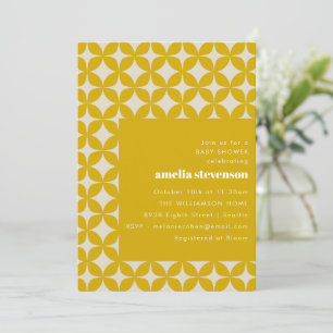 Retro Moderne Geometrische Vormen Geel Baby shower Kaart