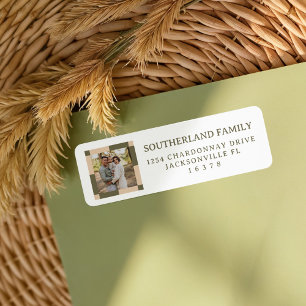 Retro moderne geruit patroon familie foto etiket