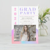 Retro Moderne Gradient Photo Graduation Party Kaart (Staand voorkant)