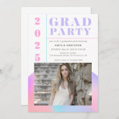 Retro Moderne Gradient Photo Graduation Party Kaart (Voorkant / Achterkant)