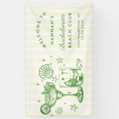 Retro Moderne Groen & Geel Gestreepte Meidenavond Spandoek (Verticaal)