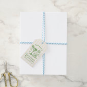 Retro Moderne Groen & Geel Meisjesuitje Weekend Cadeaulabel (Met Touw)