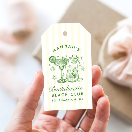 Retro Moderne Groen & Geel Meisjesuitje Weekend Cadeaulabel