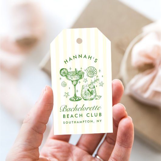 Retro Moderne Groen & Geel Meisjesuitje Weekend Cadeaulabel