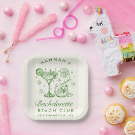 Retro Moderne Groen & Geel Meisjesuitje Weekend Papieren Bordje