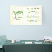 Retro Moderne Groene Cocktail Bachelorette Spandoek (Beurs)